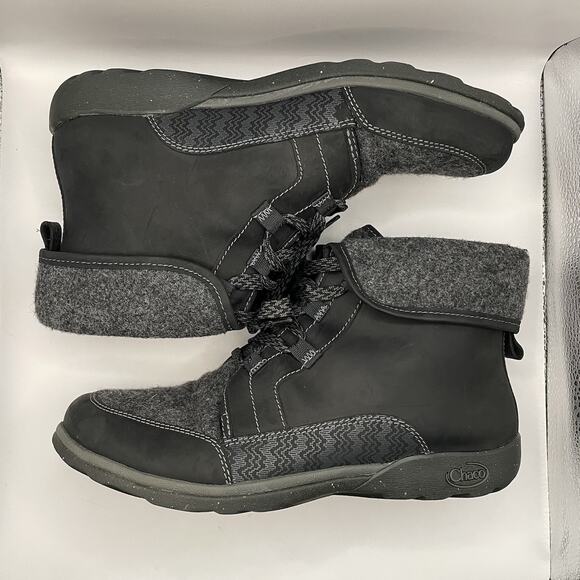 Chaco Women’s Barbury Casual Leather Boots w/ Wool Collar Size 11 J105764 Black - Picture 3 of 8